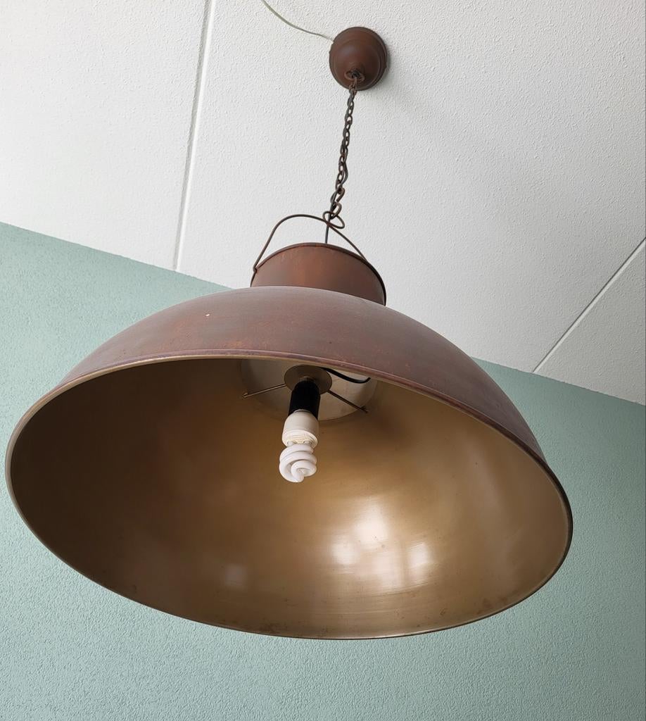 Industriële hanglamp - roestbruin metaal, Huis en Inrichting, Lampen | Hanglampen, Ophalen of Verzenden
