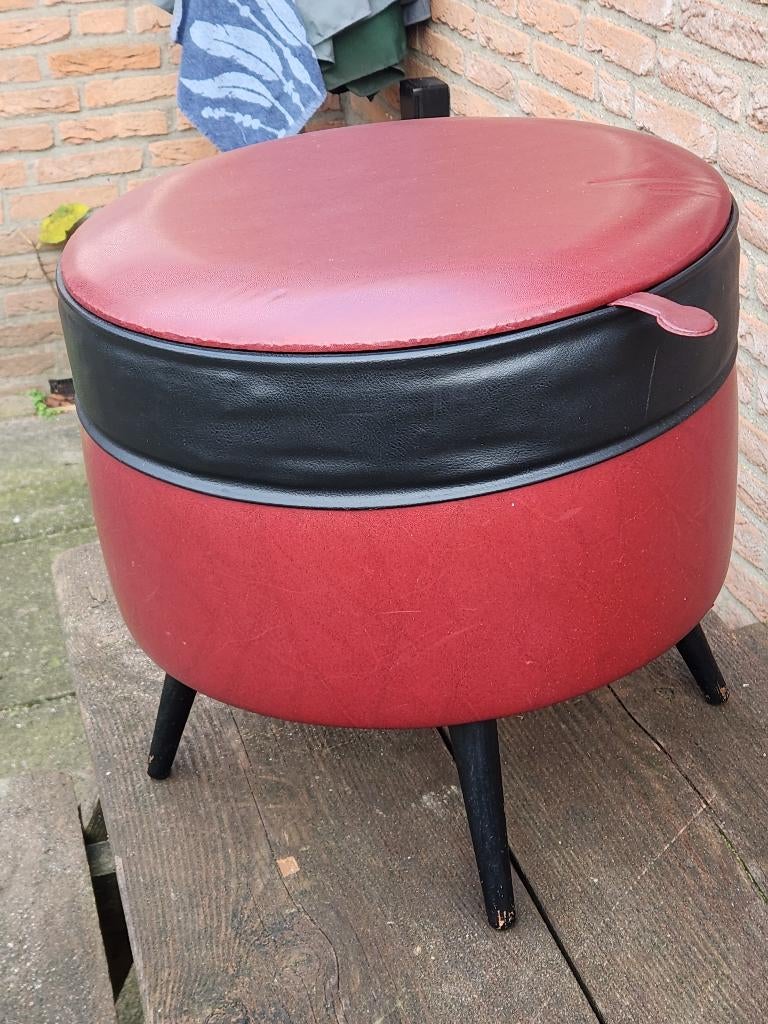 Poef jaren 60 RETRO, Ophalen, Rond, Minder dan 50 cm, Zo goed als nieuw