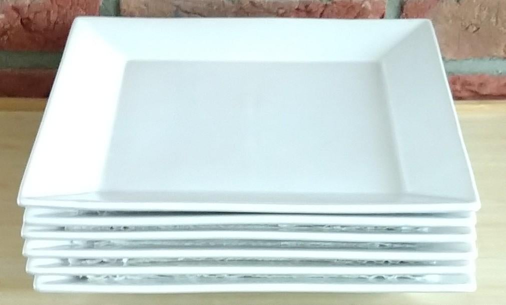 borden wit vierkant merkloos, set van 6 borden,  volgnr 26, Ophalen of Verzenden, Gebruikt