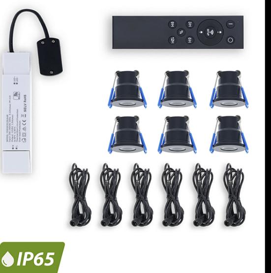 spots waterdicht ip65 led spot Zilver zwart 6 spots 49.00 eu, Metaal of Aluminium, Nieuw, Ophalen of Verzenden, Led