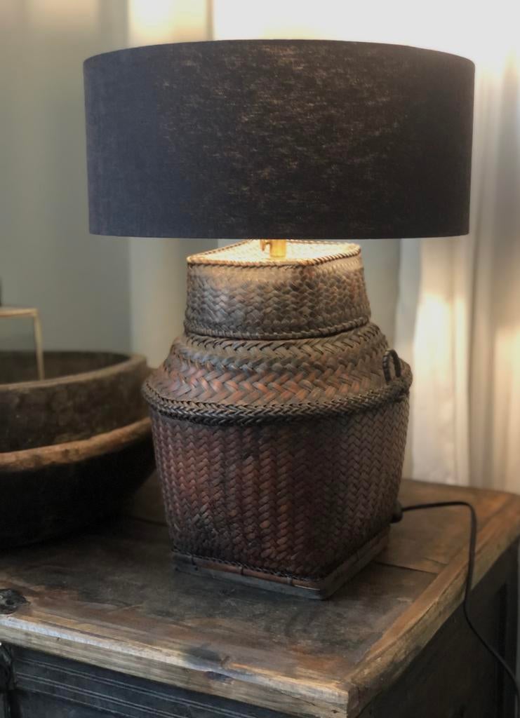 Oosterse rattan lampenvoet zonder  de kap, Ophalen of Verzenden