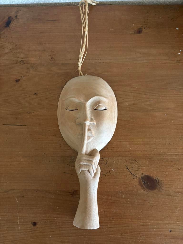 Handgemaakt houten masker uit Indonesië, Ophalen of Verzenden, Gebruikt