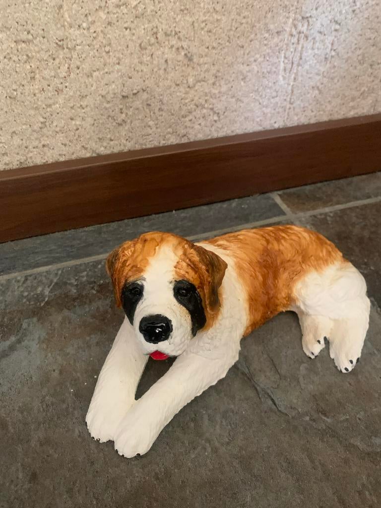 Mooie vol steen Sint Bernard beeldje, ca. 18 cm, Ophalen of Verzenden, Gebruikt