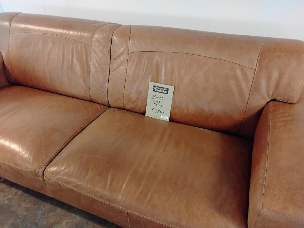 Prachtige bank leer, kwaliteit,  350=! Second Life Wolvega, Ophalen, Gebruikt, Driepersoons, Rechte bank