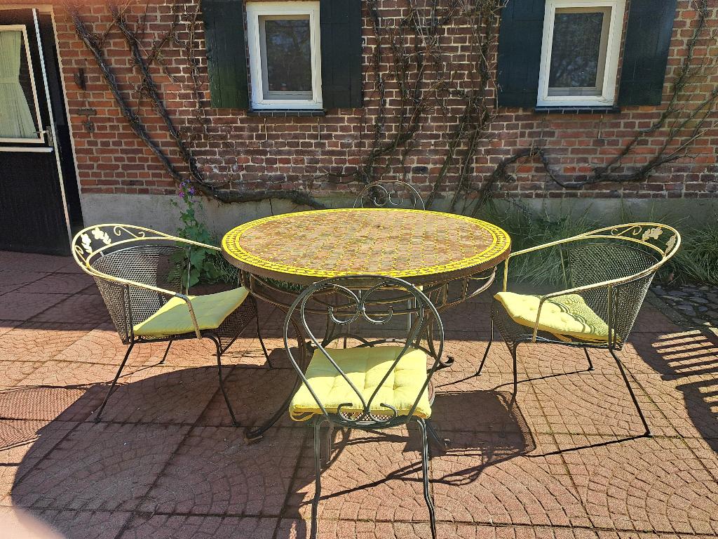 Marokkaanse Mozaiektafel en stoelen, Ophalen, Overige materialen, Gebruikt, Marokkaans