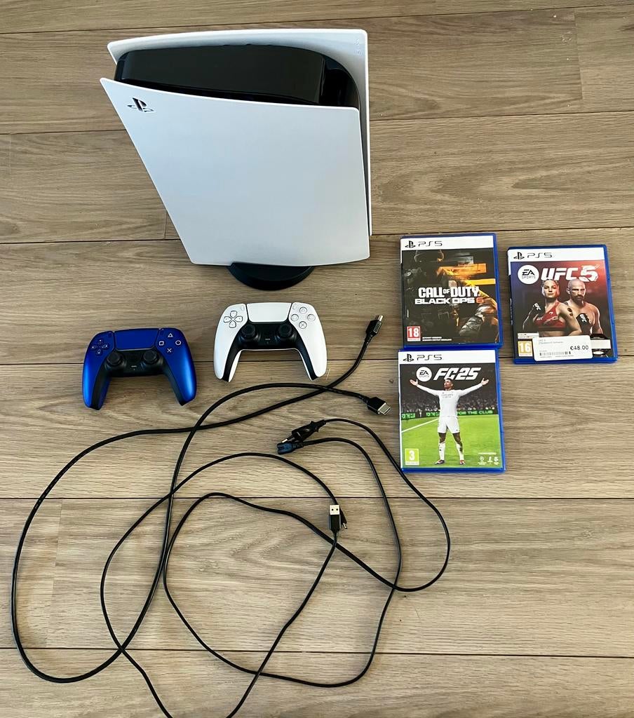 PlayStation 5 Disc + 2 Controllers + 3 Games, Topstaat, Spelcomputers en Games, Spelcomputers | Sony PlayStation 5, Ophalen of Verzenden