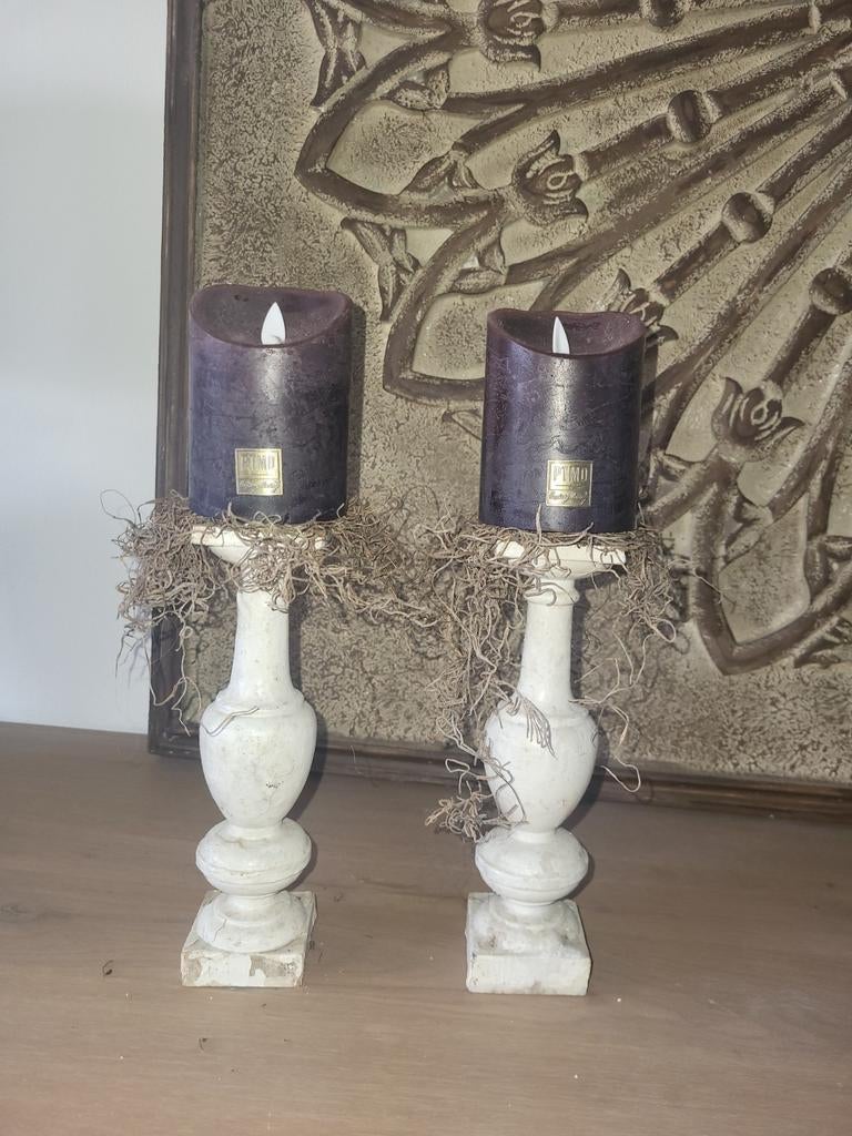 Set van 2 oude balusters - 22 cm hoog, Antiek en Kunst, Ophalen of Verzenden