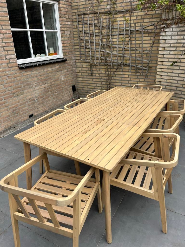 Sklum Kaela tuintafel 220x100x78 (excl. stoelen!), Ophalen, Gebruikt, Rechthoekig, Hout