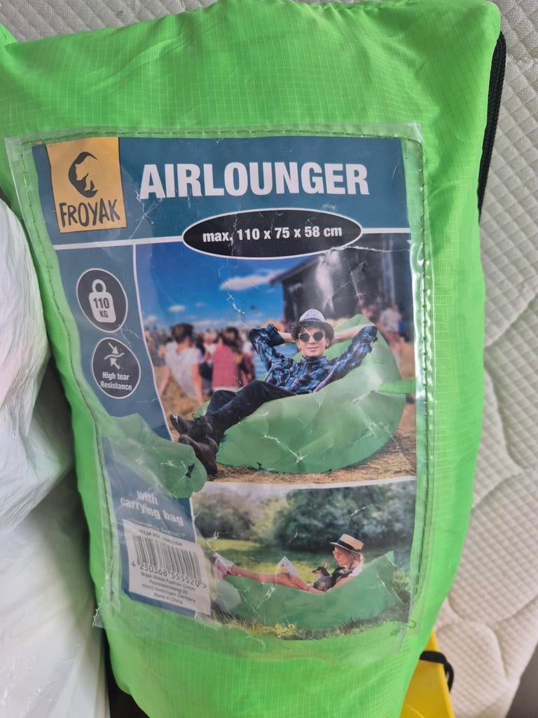 Nieuwe Froyak Airlounger - Groen, inclusief draagtas, Ophalen, Nieuw, Groen, Zitzak