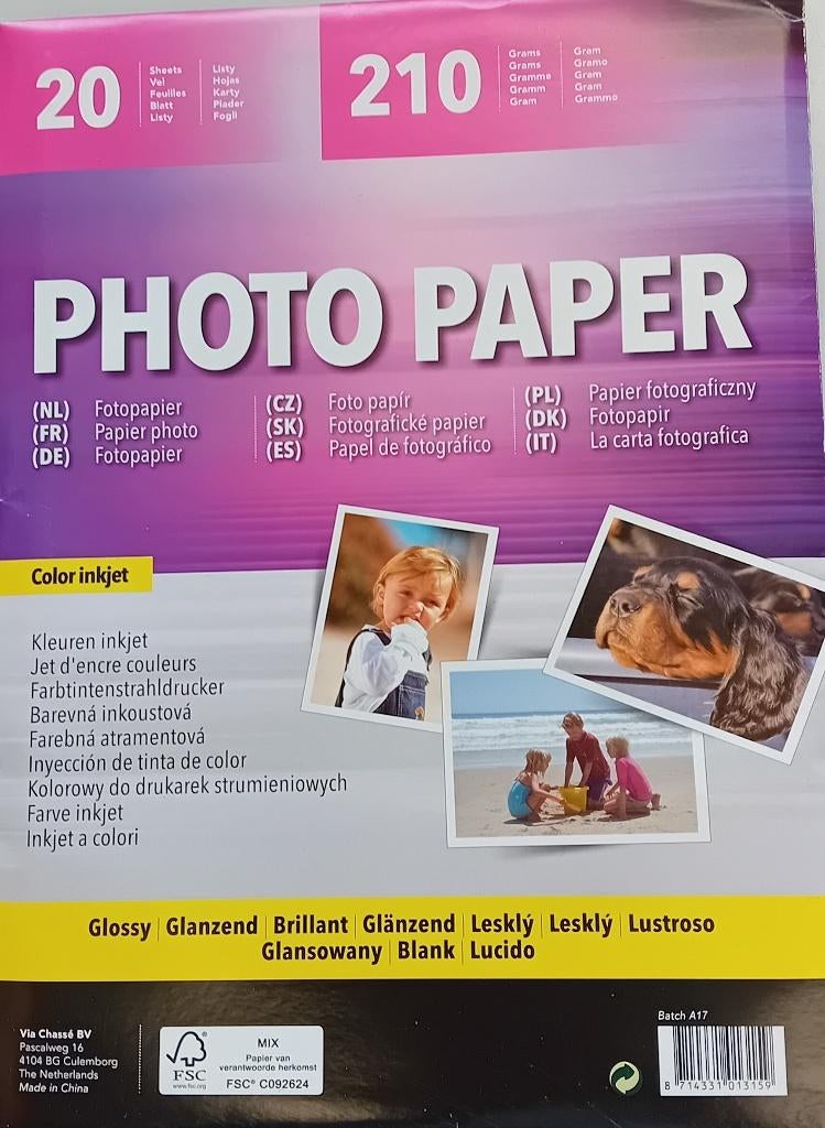 Te Koop: 20 vel inkjet fotopapier, A4 formaat, nieuw. , Ophalen of Verzenden, Nieuw