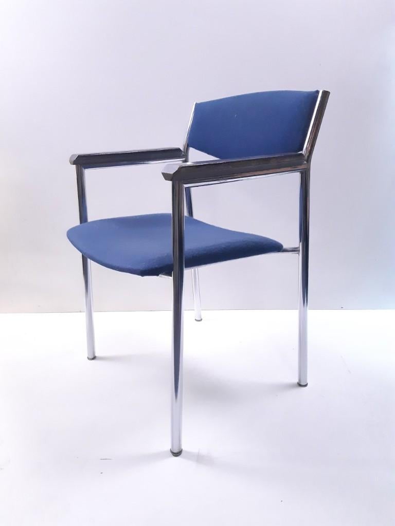 Gijs van der Sluis vintage eetkamerstoel (dikke buis), Ophalen, Gebruikt, Blauw, Gispen