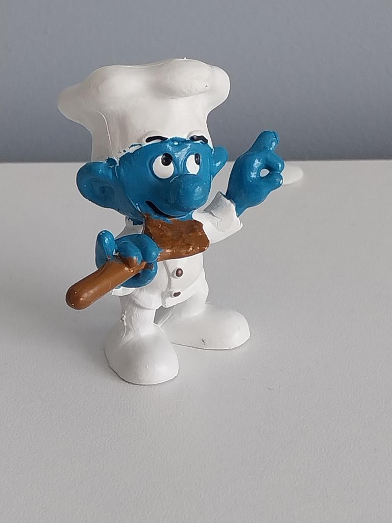 Smurfen. Smurf Chefkok met lepel met Bruine saus, Verzamelen, Smurfen, Verzenden, Zo goed als nieuw, Verschillende Smurfen, Poppetje, Figuurtje of Knuffel