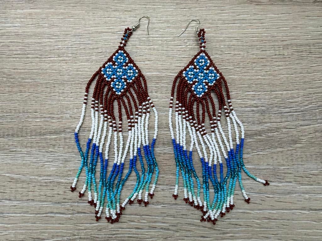 Huni Kuin handgemaakte kralen oorbellen, Overige materialen, Hangers, Overige kleuren, Nieuw