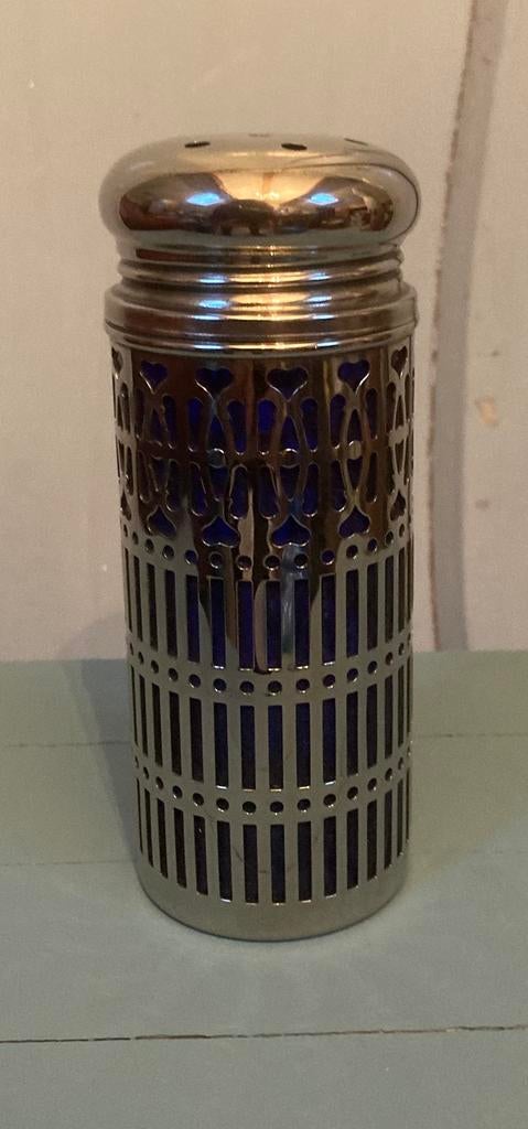 Blauw glas strooier Engeland, Ophalen of Verzenden