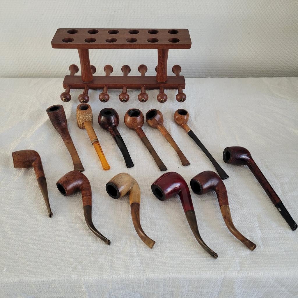 Verzameling pijpen met pijpenrek, Ophalen of Verzenden, Gebruikt