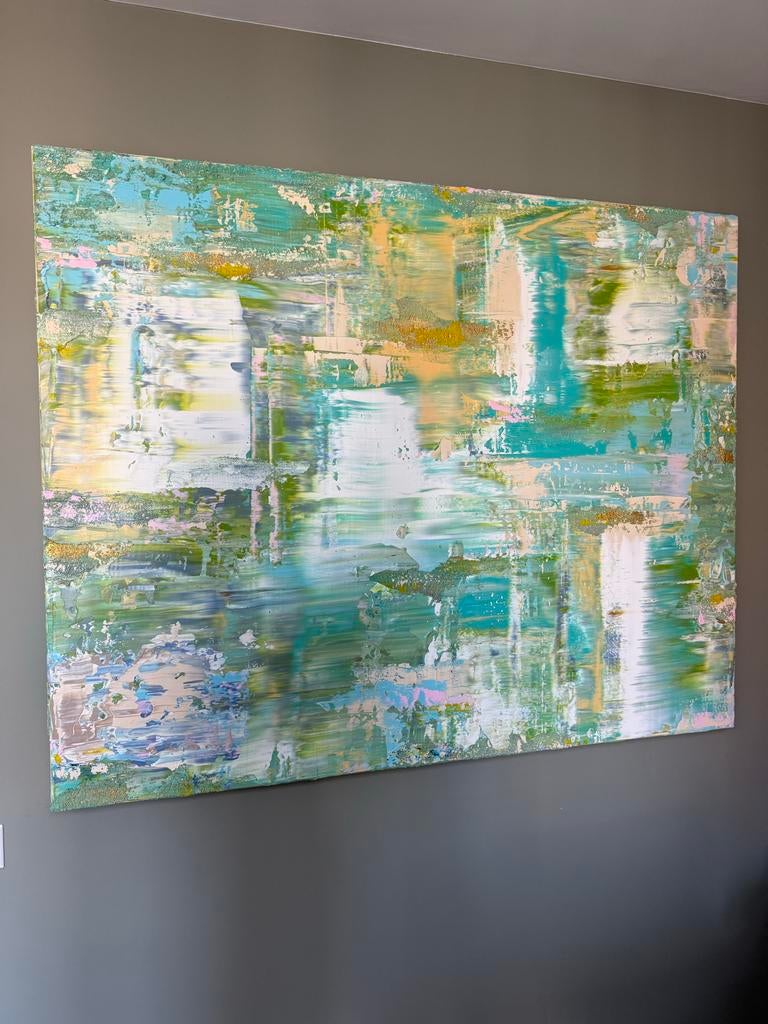 Lynn Spoor - Green Oasis (2022) - 150x120 cm met Certificaat, Antiek en Kunst, Kunst | Schilderijen | Abstract, Ophalen