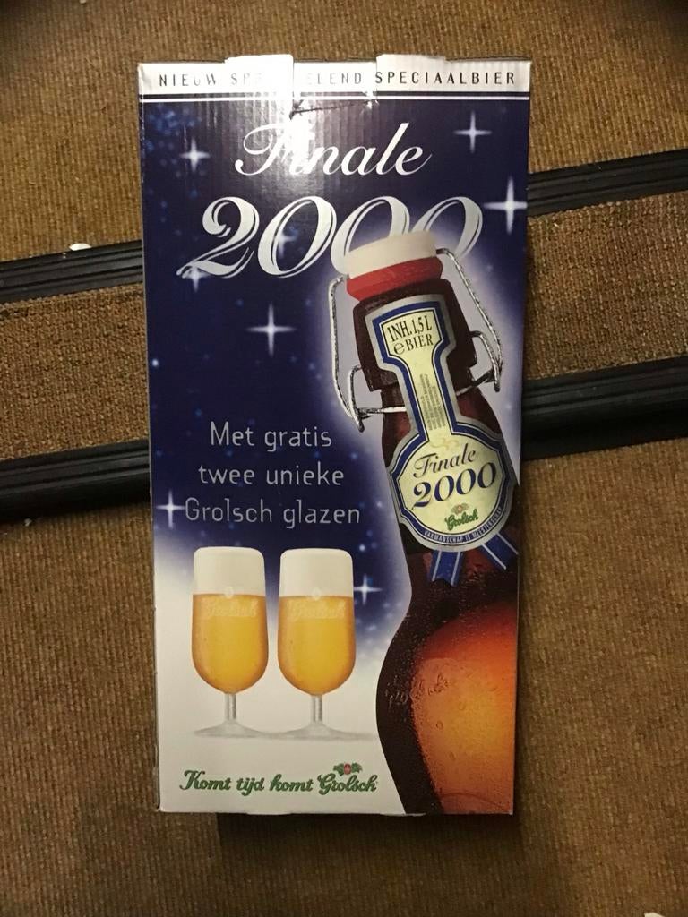 Grolsch Millennium Fles met Glazen, Verzamelen, Biermerken, Ophalen of Verzenden, Zo goed als nieuw, Overige typen, Grolsch
