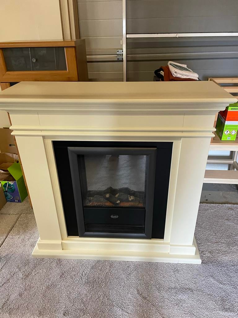 MDF Schouw met Elektrische Inzethaard, Ophalen, Gebruikt, Inzethaard, Elektrische haard