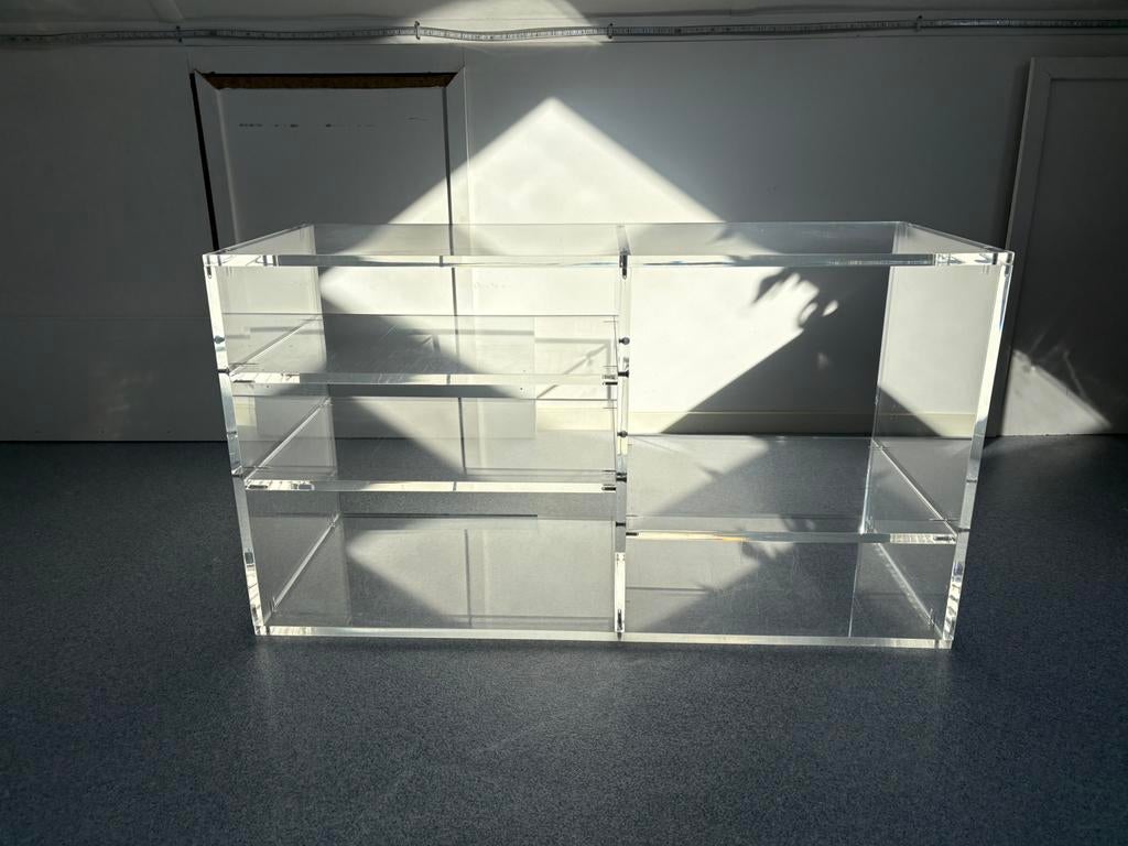 Audio-TV meubel plexiglas door kunstenaar gemaakt, Overige materialen, 100 tot 150 cm, Ophalen of Verzenden, Zo goed als nieuw