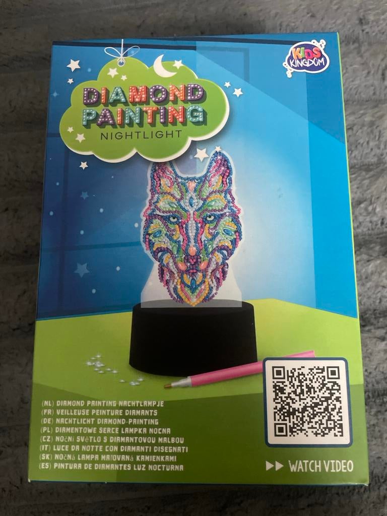 Diamond Painting Nachtlampje Wolf - Nieuw in doos!, Ophalen of Verzenden, Nieuw, Knutselen, Met licht