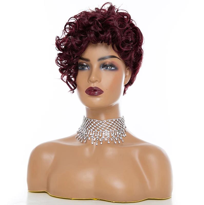 Rode Korte Krullende Pruik Haar Haren Dames Vrouwen Rood, Verzenden, Nieuw, Pruik of Haarverlenging