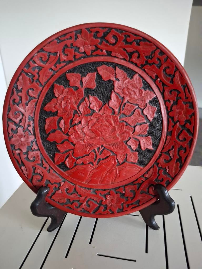 Chinees oud cinnebar bord, Ophalen of Verzenden