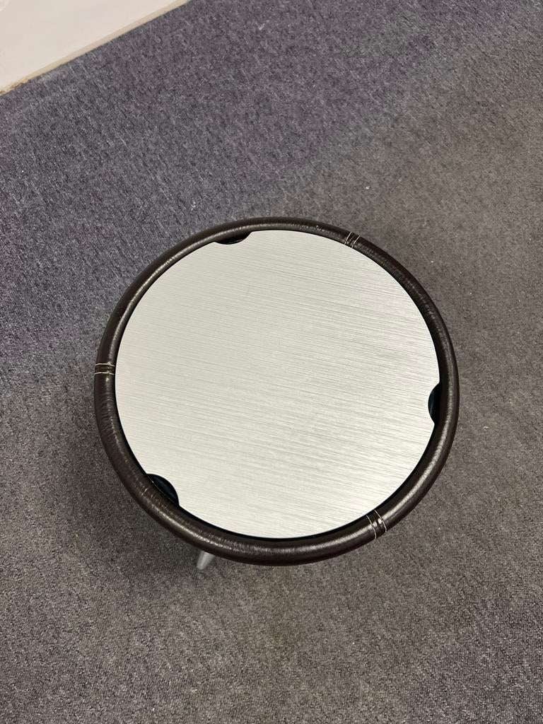 Leolux Tamtam Hollow bijzettafel Bruin leer Design Tafel, Nieuw, Ophalen of Verzenden, 60 cm of meer, Rechthoekig