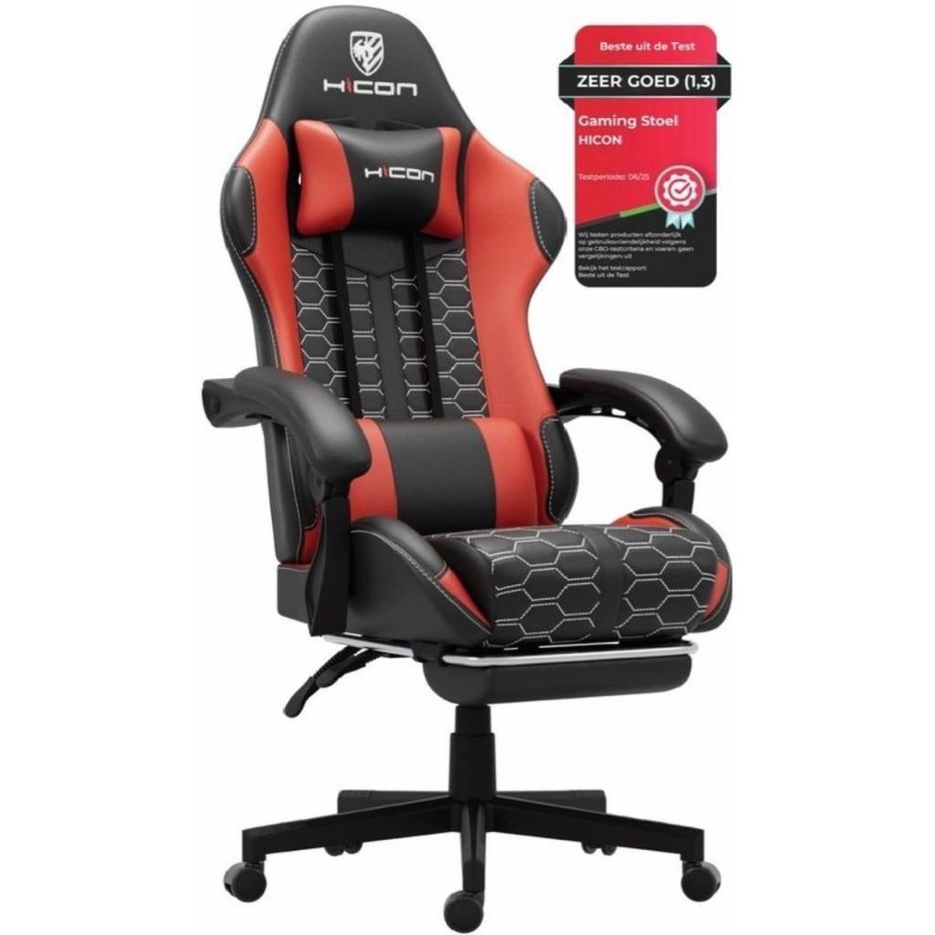 Gamestoel-Gamestoel met Voetsteun - Gaming stoel-Rode-150 kg, Huis en Inrichting, Bureaustoelen, Ophalen, Gaming bureaustoel, Nieuw