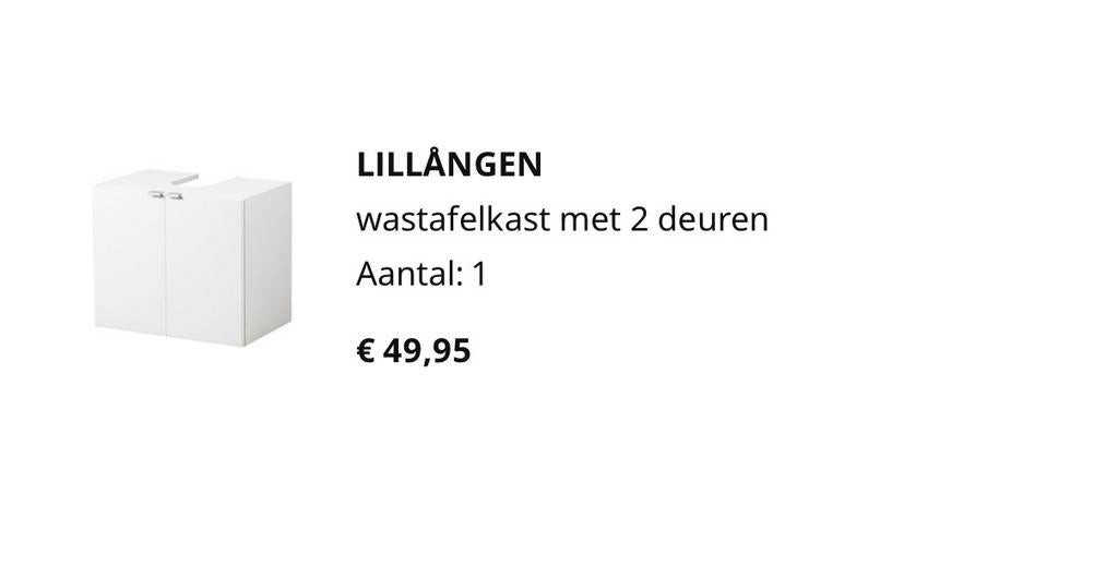 Lillången Wastafelkast Ikea, Minder dan 50 cm, Ophalen of Verzenden, Zo goed als nieuw, Minder dan 100 cm