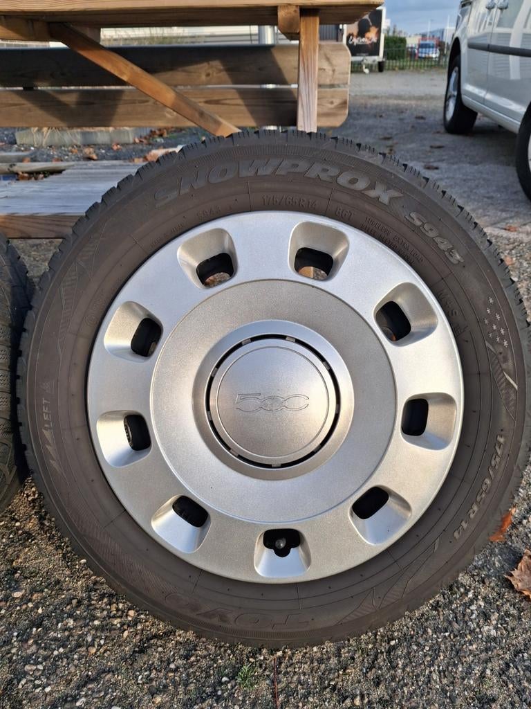 Fiat 500 Velgen met Winterbanden - Set van 4, Auto-onderdelen, Banden en Velgen, 14 inch, Gebruikt, 175 mm, Banden en Velgen