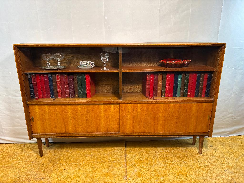Gratis verzending!Vintage teakboekenkast midcenturyretro1960, -, Glas, -, 150 tot 200 cm