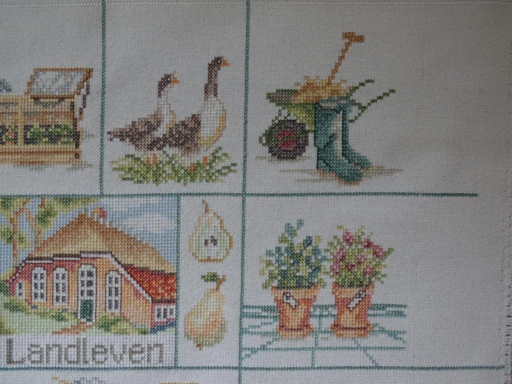 Borduurwerk LANDLEVEN, gaaf, Hobby en Vrije tijd, Ophalen of Verzenden, Zo goed als nieuw, Handborduren, Overige typen