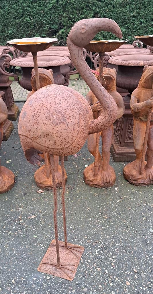 Groot smeedijzer flamingo beeld 108 cm hoog meerdere stuks, Ophalen