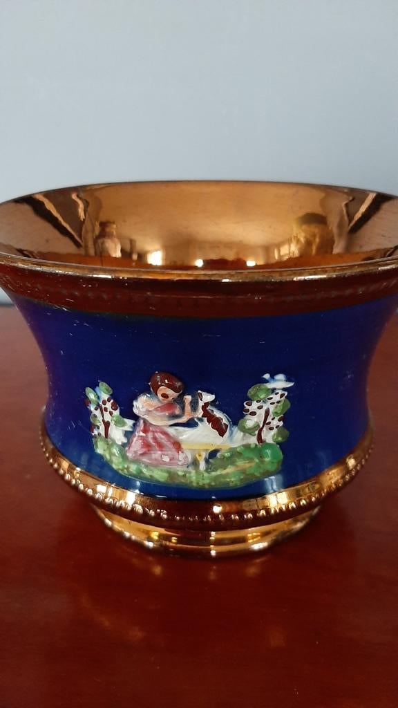 Vintage Rijstkom 50s - Blauw Decoratief, Ophalen of Verzenden
