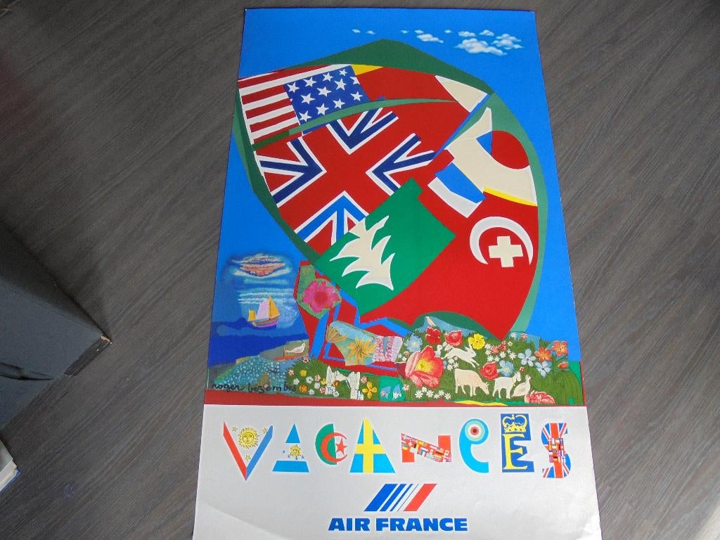 Air France poster  VACANCE  een echte !, Ophalen of Verzenden, A1 t/m A3, Rechthoekig Staand