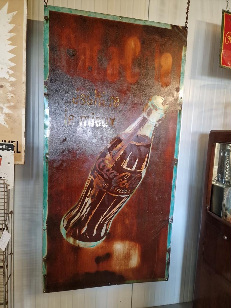 Coca-Cola emaille xxxl reclamebord, Ophalen, Gebruikt, Reclamebord