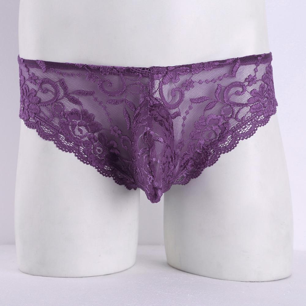 Paarse heren sissy slip / mannen sexy kanten onderbroek, Verzenden, Paars, Slip
