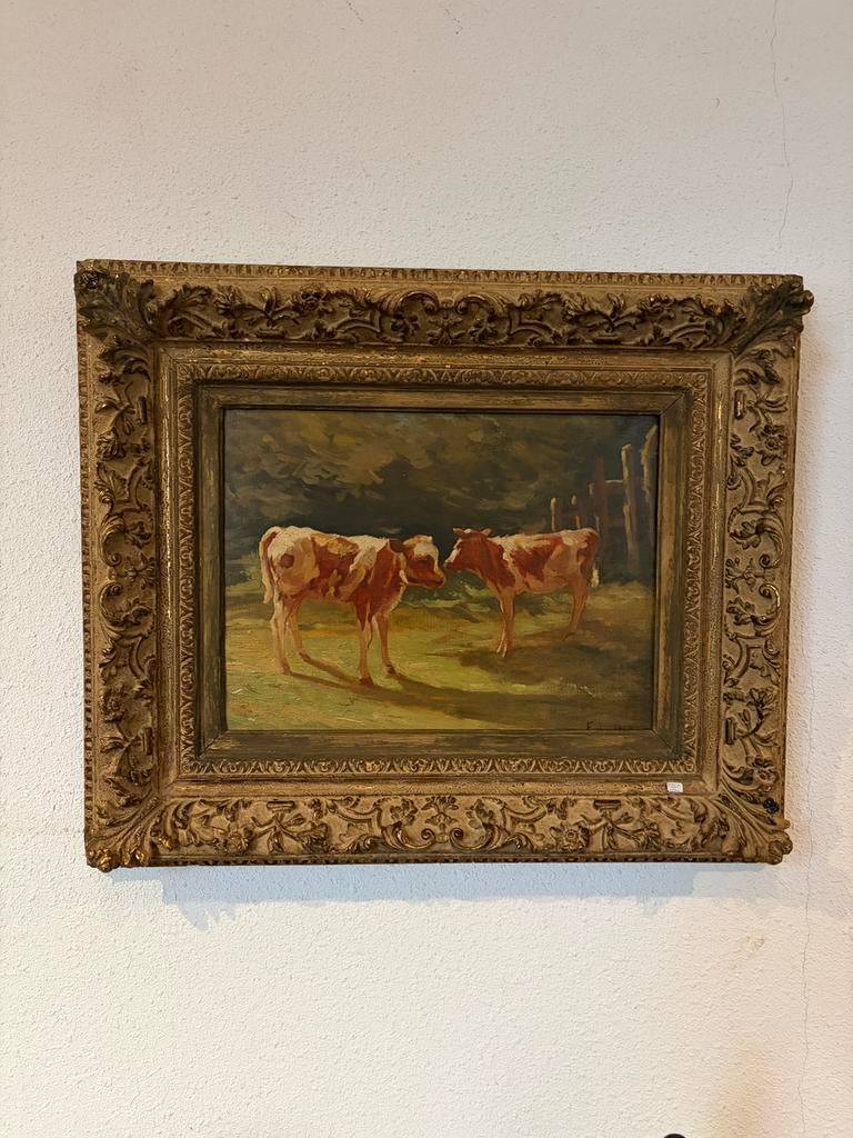 fedor van Kregten 2 kalveren, Antiek en Kunst, Kunst | Schilderijen | Klassiek, Ophalen