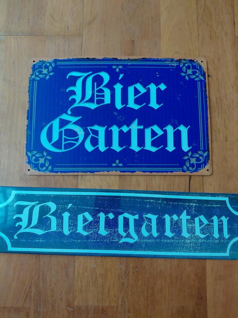 Twee Biergarten borden, Ophalen, Nieuw, Reclamebord, Plaat of Schild, Overige merken