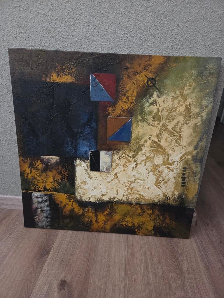 Abstract schilderij met textuur, Antiek en Kunst, Kunst | Schilderijen | Abstract, Ophalen of Verzenden