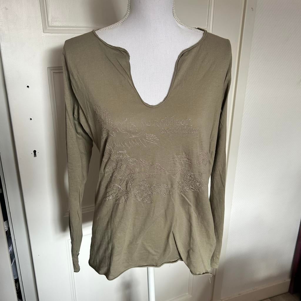 Donaldson x Disney Longsleeve - Kaki - 100% Katoen - Maat XL, Maat 46/48 (XL) of groter, Ophalen of Verzenden, Lange mouw, Gedragen