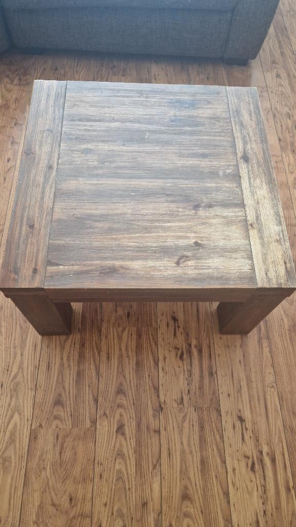 Salontafel (acaciahout), Huis en Inrichting, Tafels | Salontafels, Ophalen, Gebruikt, 50 tot 100 cm, Vierkant