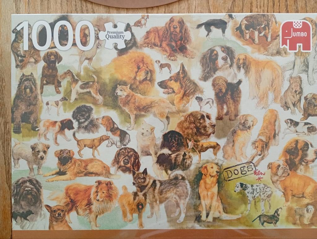 Rien Poortvliet legpuzzel met allerlei honden, Ophalen of Verzenden, 500 t/m 1500 stukjes, Nieuw, Legpuzzel