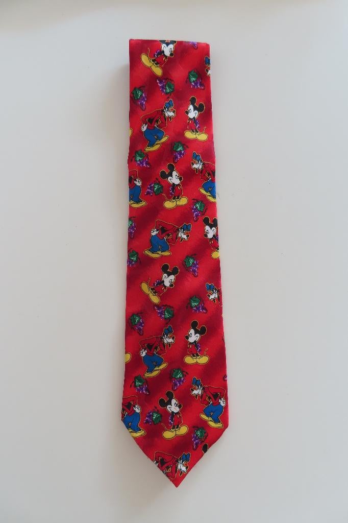Stropdas Rood Disney Mickey Mouse Goofy (3833), Ophalen of Verzenden, Zo goed als nieuw, Met patroon, Rood