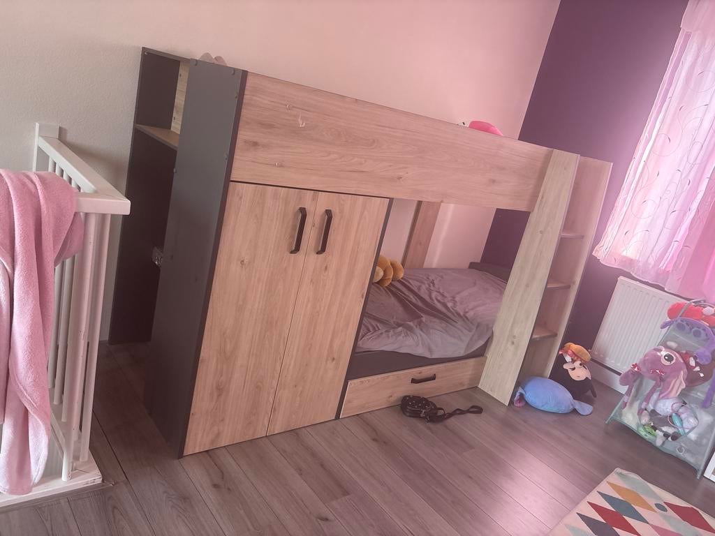 Kinder hoogslaper met kast en opbergruimte, Ophalen, Zo goed als nieuw, Hoogslaper