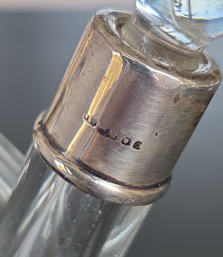 Antiek zilveren olie en azijn flesje, Antiek en Kunst, Ophalen of Verzenden, Zilver