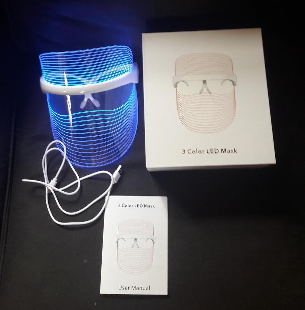 3 colour LED mask - 3 kleueren LED gezichtsmasker, Ophalen, Zo goed als nieuw, Gehele gezicht