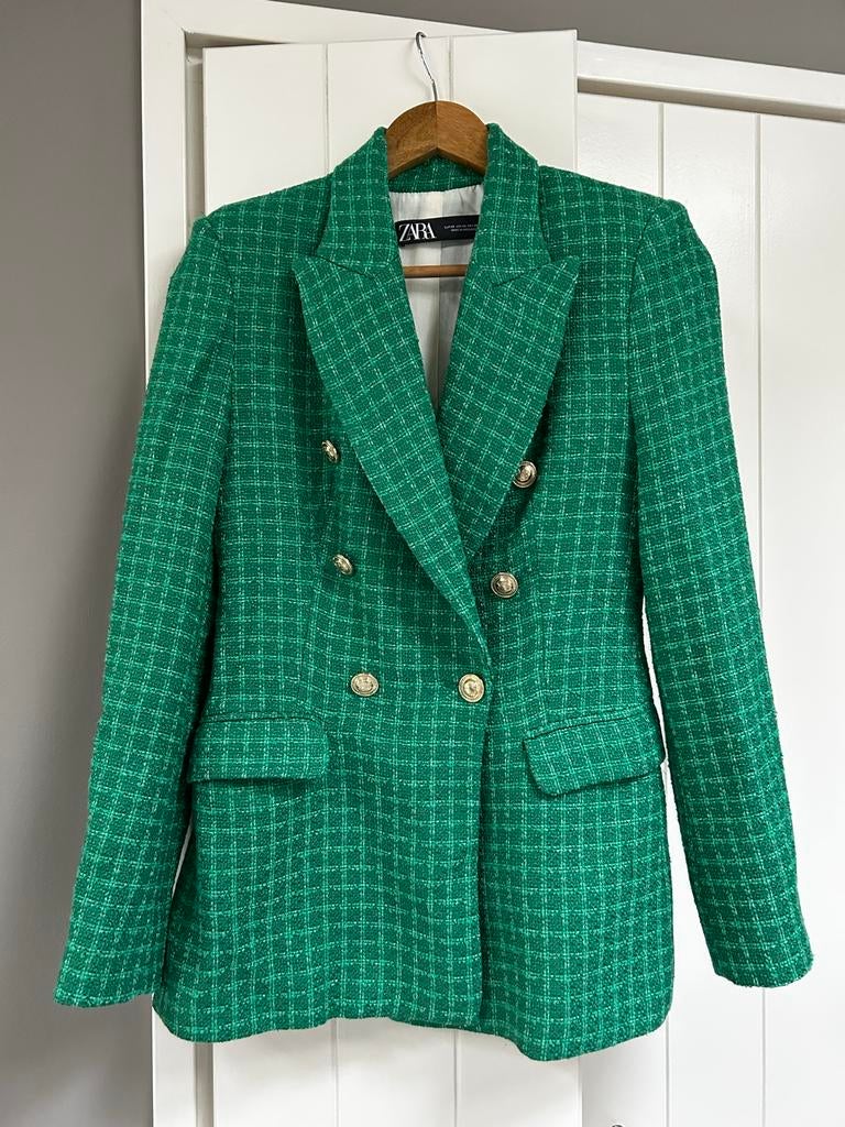Zara tweed blazer groen XS nieuw, Kleding | Dames, Nieuw, Ophalen of Verzenden, Jasje, Maat 34 (XS) of kleiner