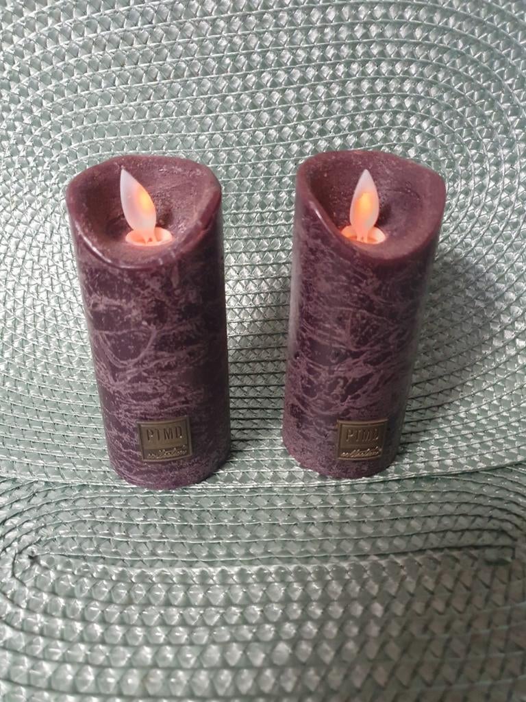 Set van 2 PTMD LED kaarsen, paars,  12.5 cm, Overige materialen, Overige kleuren, Ophalen of Verzenden, Zo goed als nieuw