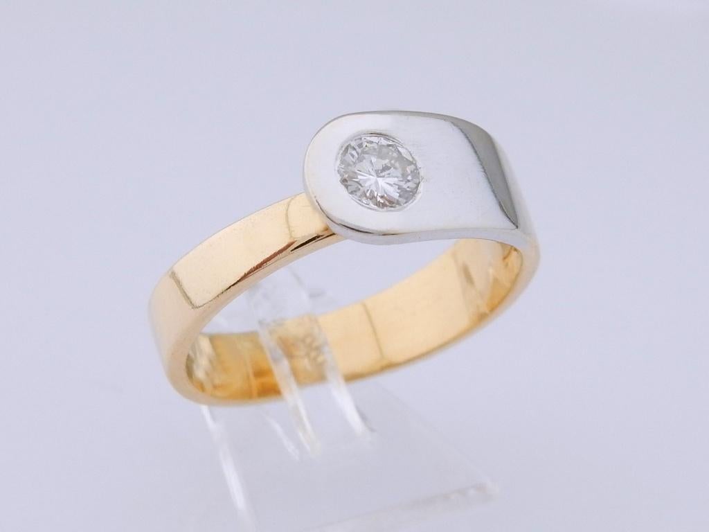 Zware 18 karaat Gouden Herenring Ring 0.50ct Briljant, Jw, 20 of groter, Verzenden, Heer